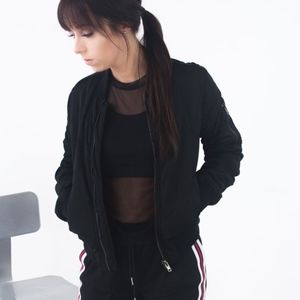 Black quilted puffer jacket